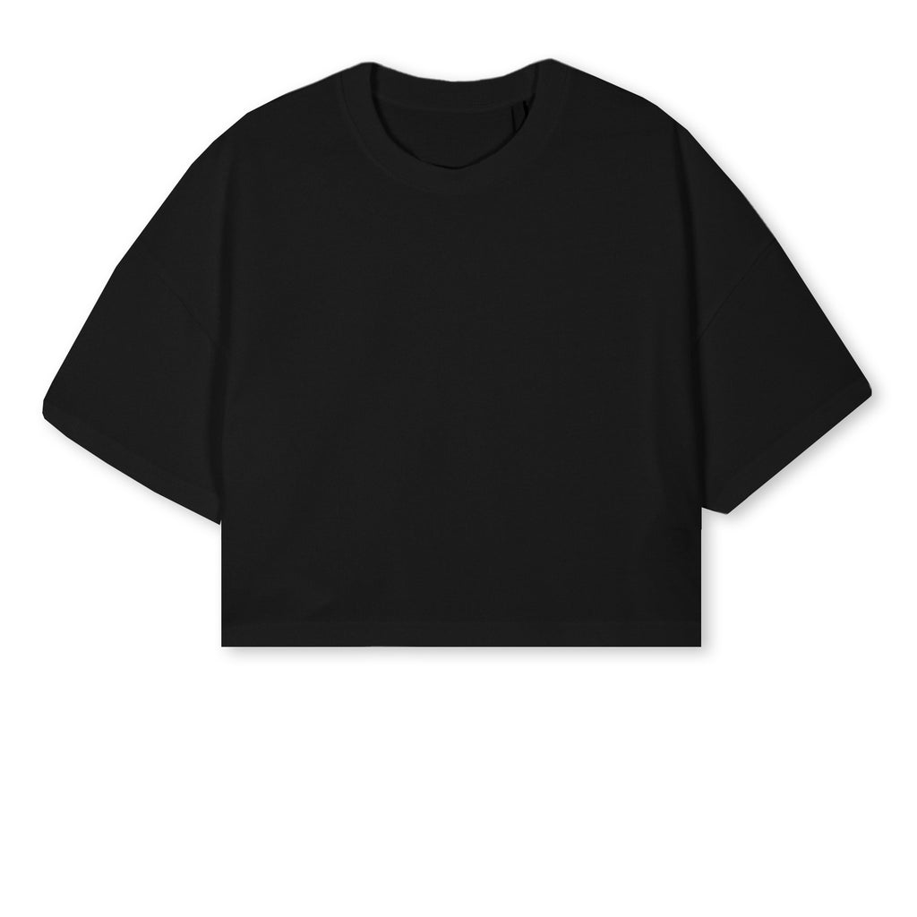 Buy Aahwan Printed Black Basic Oversized Crop Top/T-Shirt for