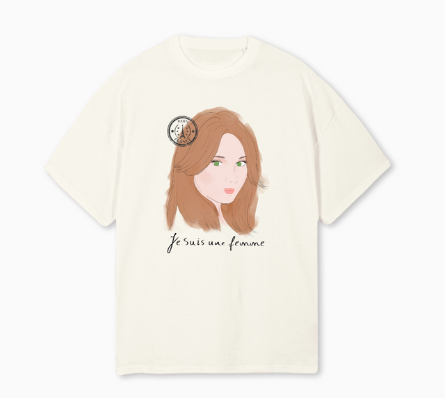 RUIVA CARIMBO Cream Oversized Tee.