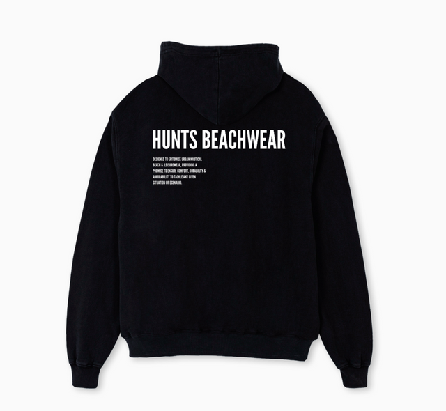 HUNS BEACHWEAR HOOD Black Oversized Hoodie.