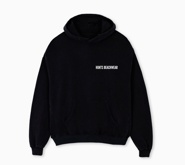 HUNS BEACHWEAR HOOD Black Oversized Hoodie.