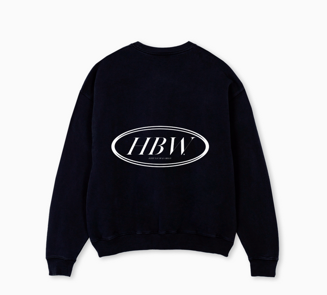 HBW CREWNECK Black Oversized Crewneck Sweater.