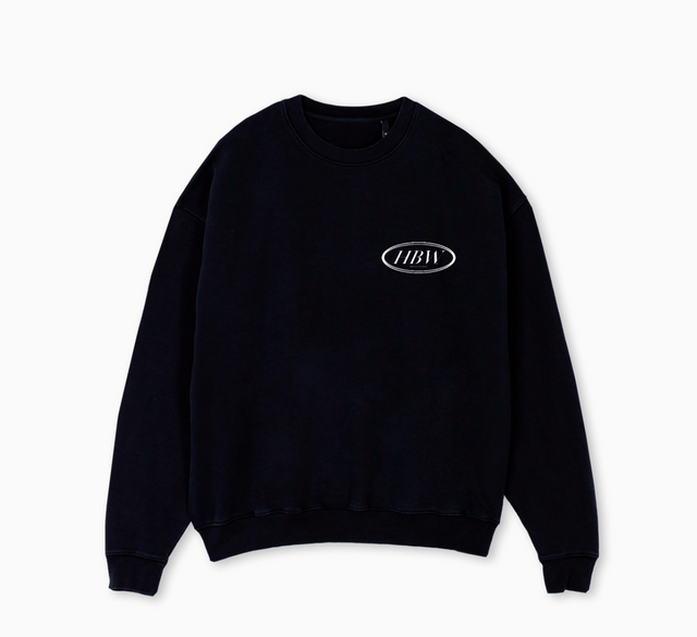 HBW CREWNECK Black Oversized Crewneck Sweater.