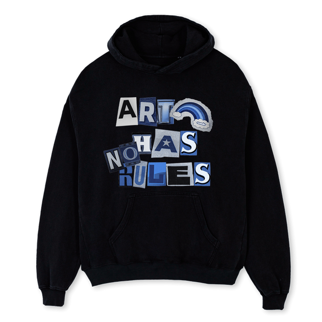 ART HAS NO RULES Black Oversized Hoodie.