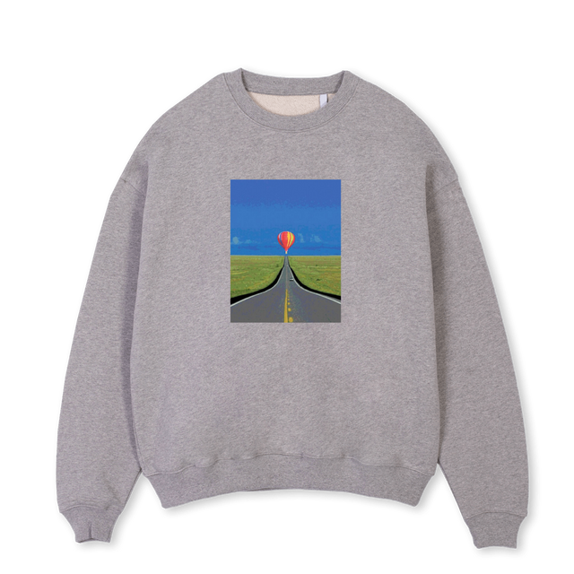 FINAL BALLOON GREY Grey Marl Oversized Crewneck Sweater.