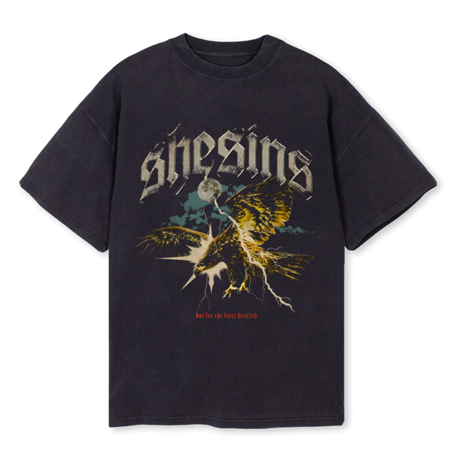 SHE SINS YE Vintage Black Oversized Tee.
