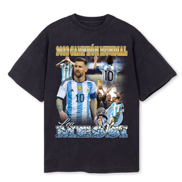 MESSI Vintage Black Oversized Tee.