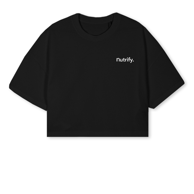 FEMALE CROPPED Black Cropped Oversized Tee.