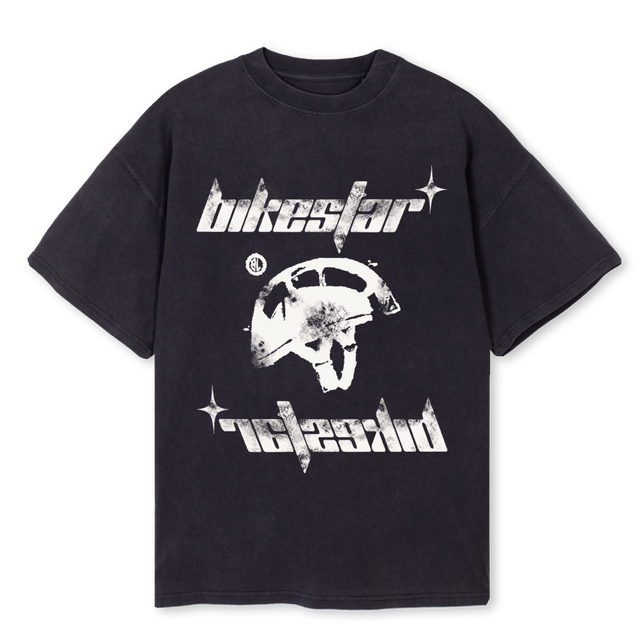 BIKESTAR WHITE Vintage Black Oversized Tee.
