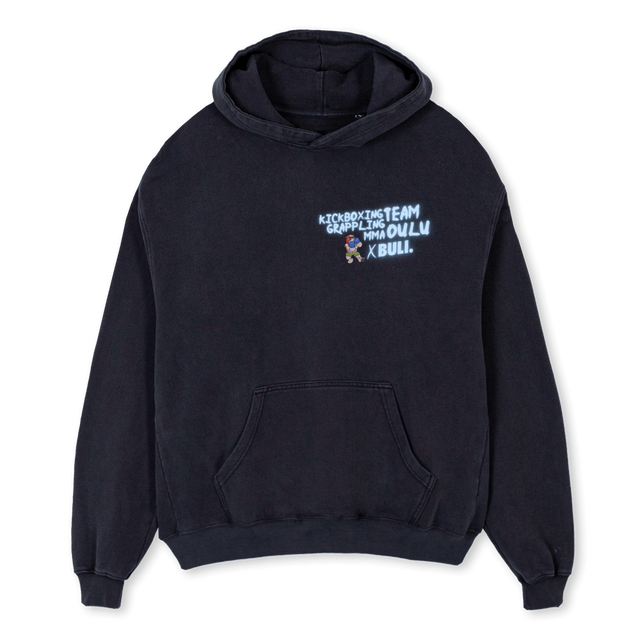 KBT HUPPARII Vintage Black Oversized Hoodie.