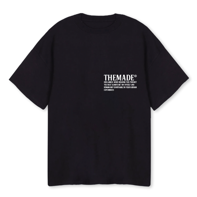 THEMADE DISCLAIMER Black Oversized Tee.