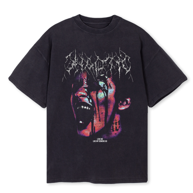 WACO LOVE ME Vintage Black Oversized Tee.