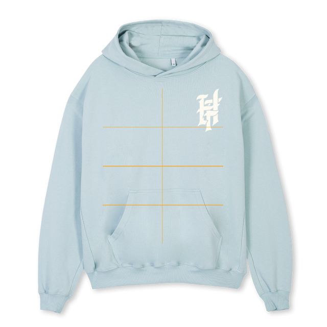 HARBORED FEELINGS Cold Blue Oversized Hoodie.