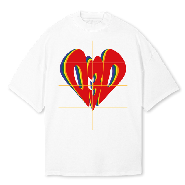 NULL DREI NULL White Oversized Mock Neck Tee.