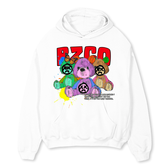 THREESADBEARSHOODIE White Oversized Hoodie.