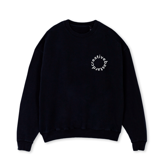 CREATIVE BASTARD Black Oversized Crewneck Sweater.