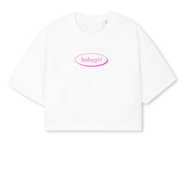 BBYGYAL White Cropped Oversized Tee.