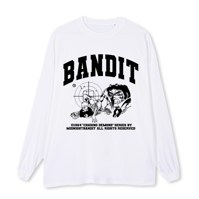 CHASING DEMONS White Oversized LS Tee.
