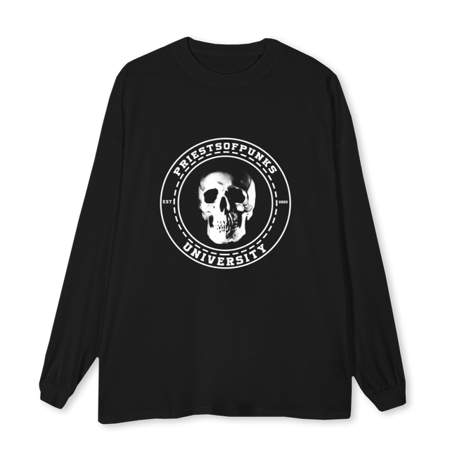 POP UNIVERSITY Black Oversized LS Tee.