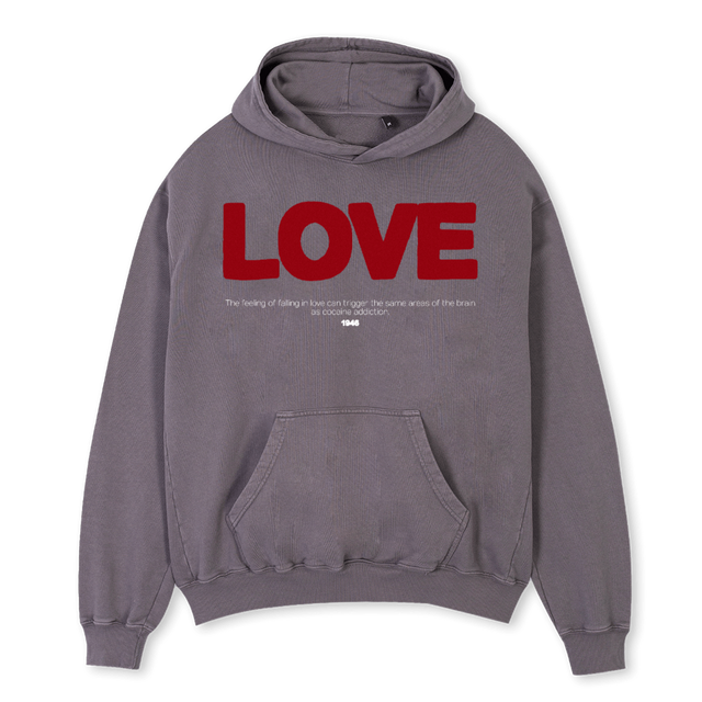 LOVE Pigment Grey Oversized Hoodie.