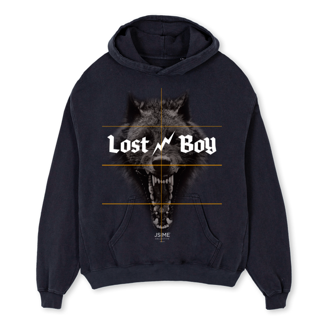 WOLF VINTAGE HOODIE Vintage Black Oversized Hoodie.