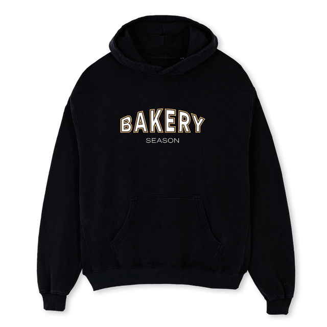 BAKERYBASICWASHED Black Oversized Hoodie.