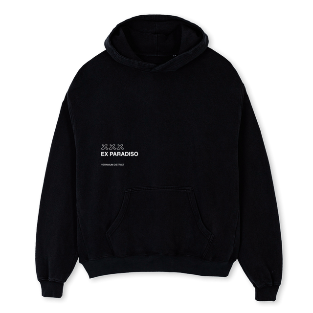EX PARADISO I Black Oversized Hoodie.