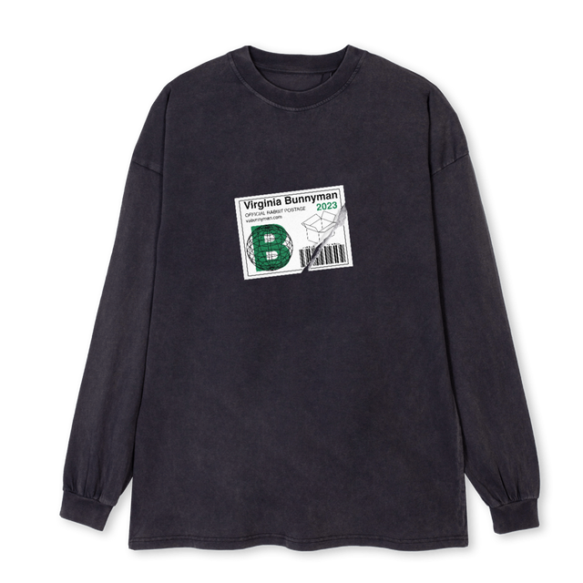 BUNNYPOST Vintage Black Oversized LS Tee.