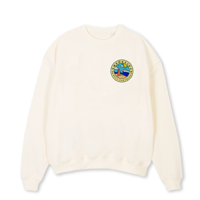 MAKENMERKKA Cream Oversized Crewneck Sweater.