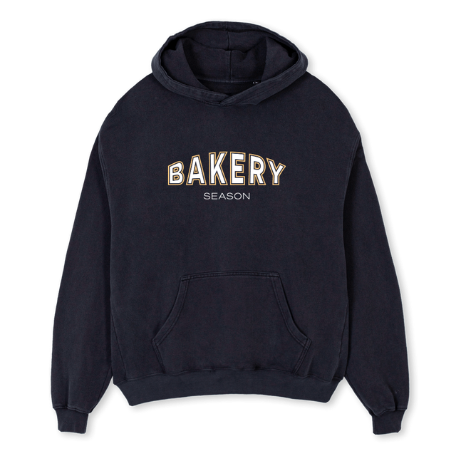 BAKERYBASICWASHED Vintage Black Oversized Hoodie.