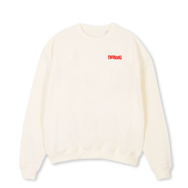 DIM SPIRIT SWEATER Cream Oversized Crewneck Sweater.
