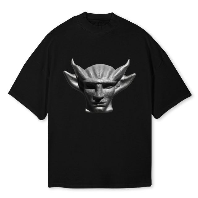 EBEBUEGREGORETEE Black Oversized Mock Neck Tee.