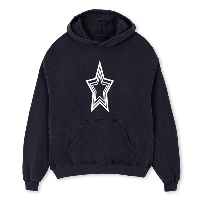 STAR HERO Vintage Black Oversized Hoodie.
