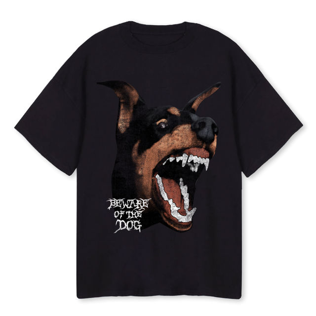 BEWAREOFDOGBADLANDS Black Oversized Tee.