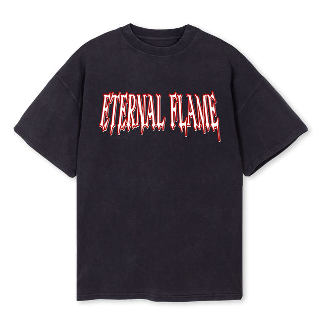 ETERNAL FLAME Vintage Black Oversized Tee.