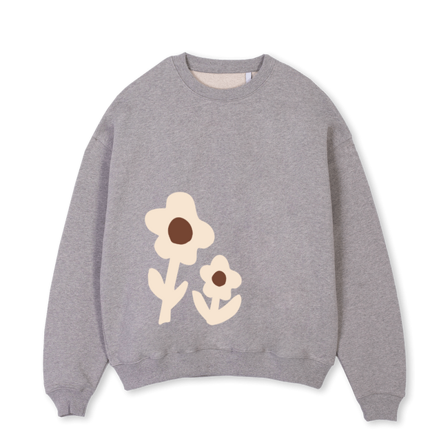 FLEUR GRIS Grey Marl Oversized Crewneck Sweater.