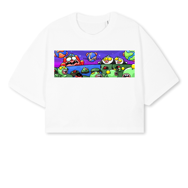 BIOME E White Cropped Oversized Tee.