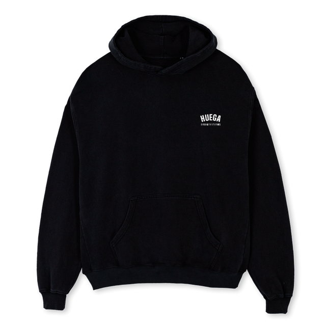 HUEGAHOODIE Black Oversized Hoodie.