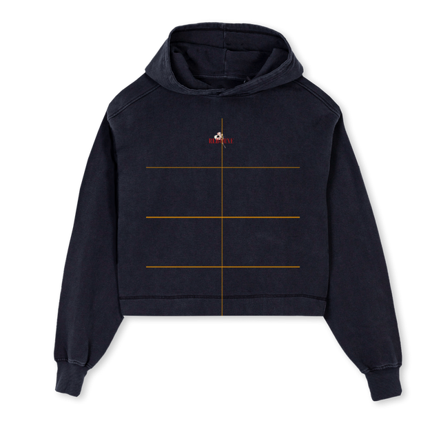 SECONDROSEFLOWERS Vintage Black Cropped Hoodie.