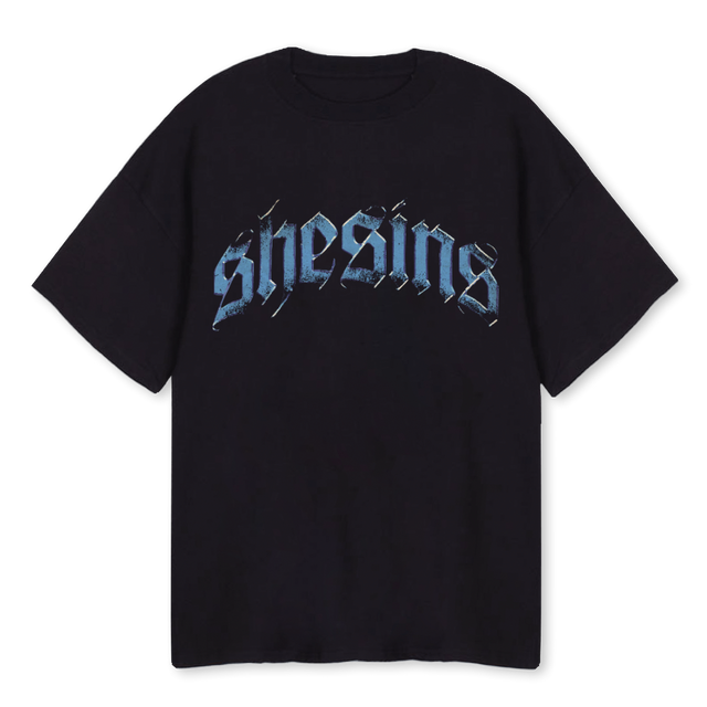 SHESINS GOTHIC Black Oversized Tee.