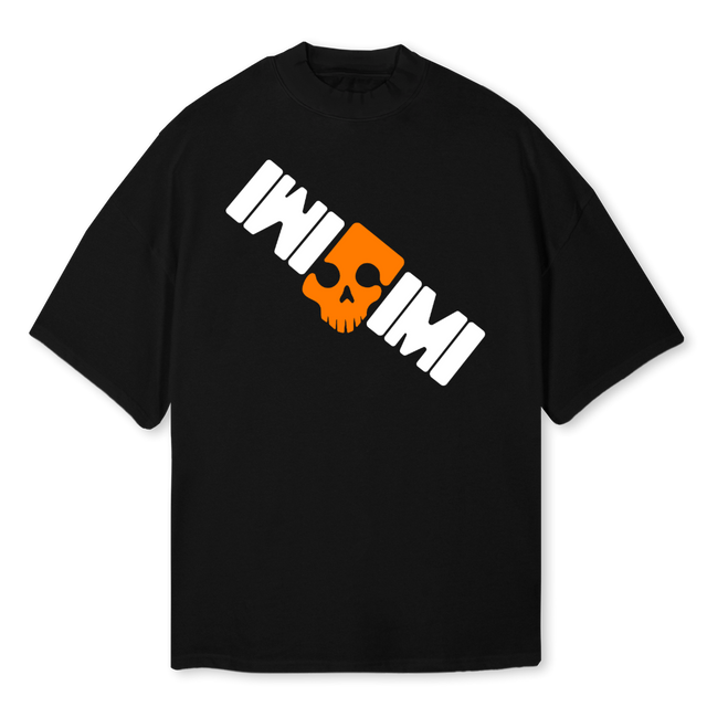 HALLOWEENTWENTYTWO Black Oversized Mock Neck Tee.
