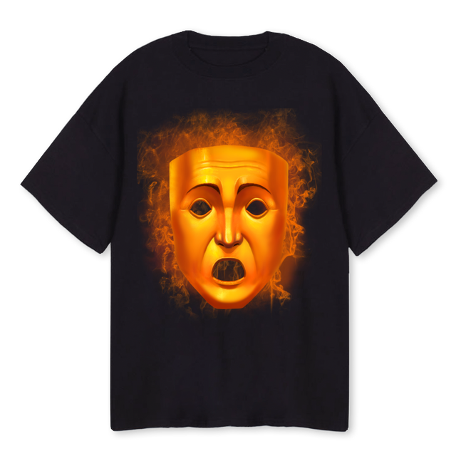 ORANGE FACE Black Oversized Tee.