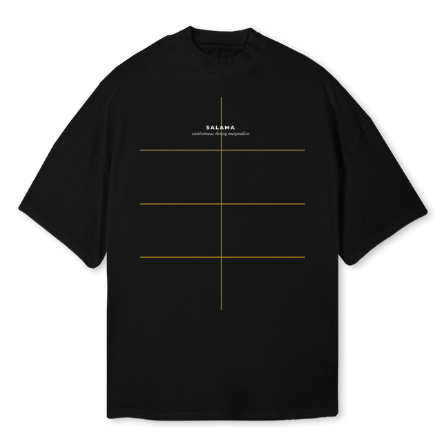 SALAMA Black Oversized Mock Neck Tee.
