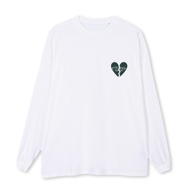 HRTBRK White Oversized LS Tee.