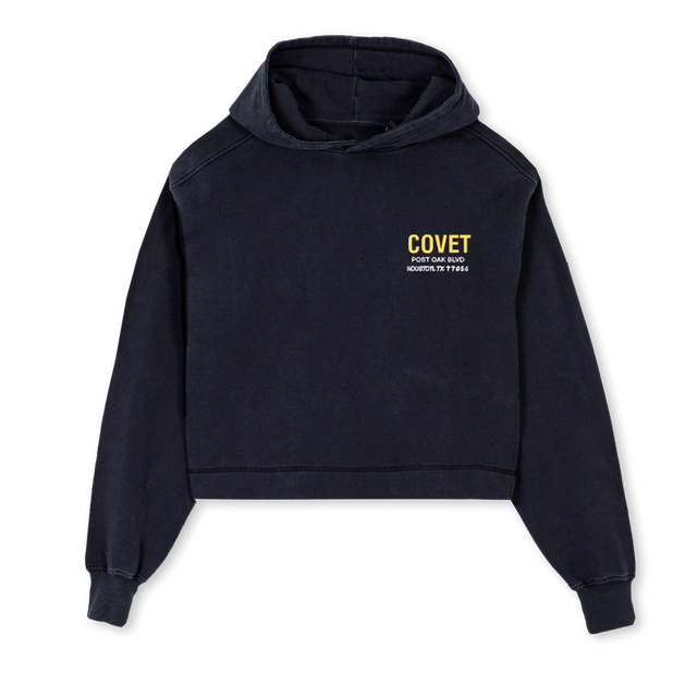 WOMEN CROPS Vintage Black Cropped Hoodie.