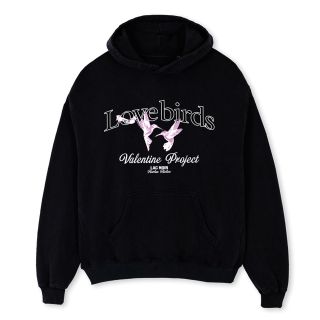 LOVEBIRDS LAC NOIR Black Oversized Hoodie.