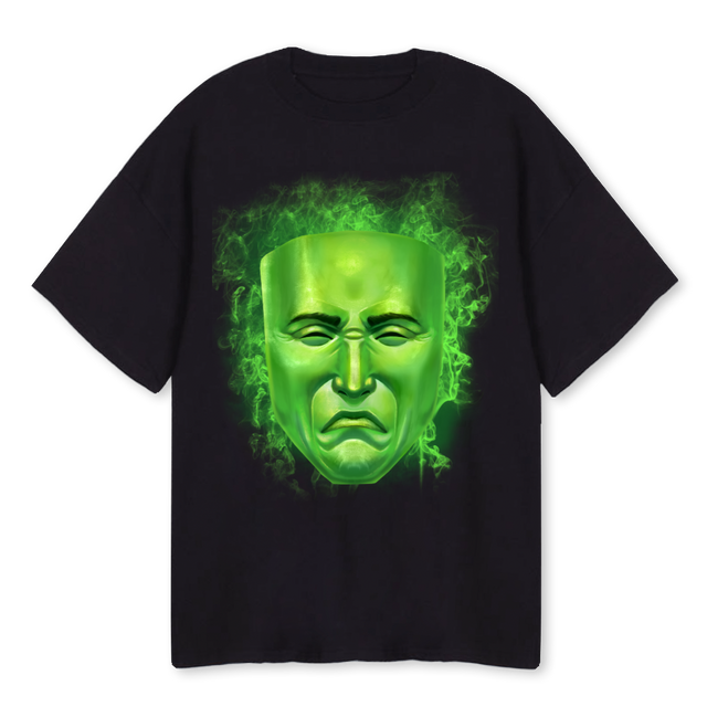 GREEN FACE Black Oversized Tee.