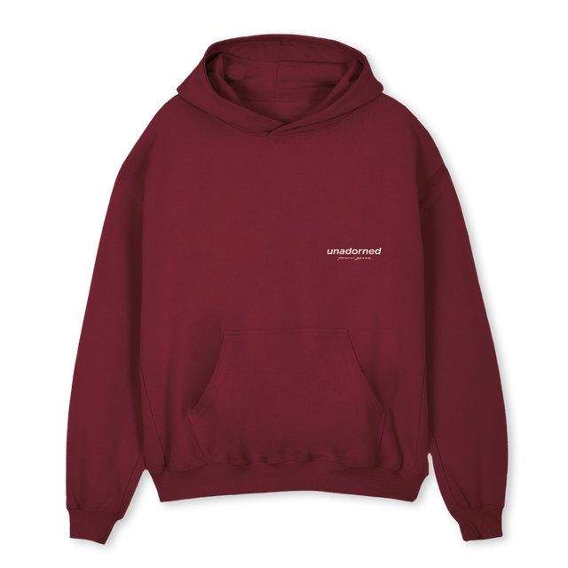 UNADORNED HOODIE Burgundy Oversized Hoodie.