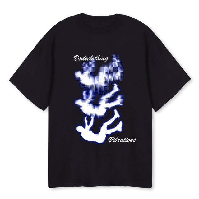 VIBRATIONS Black Oversized Tee.