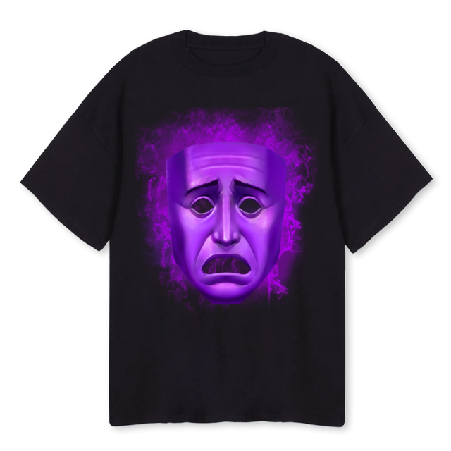PURPLE FACE Black Oversized Tee.
