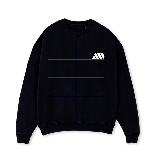 AUCREW Black Oversized Crewneck Sweater.